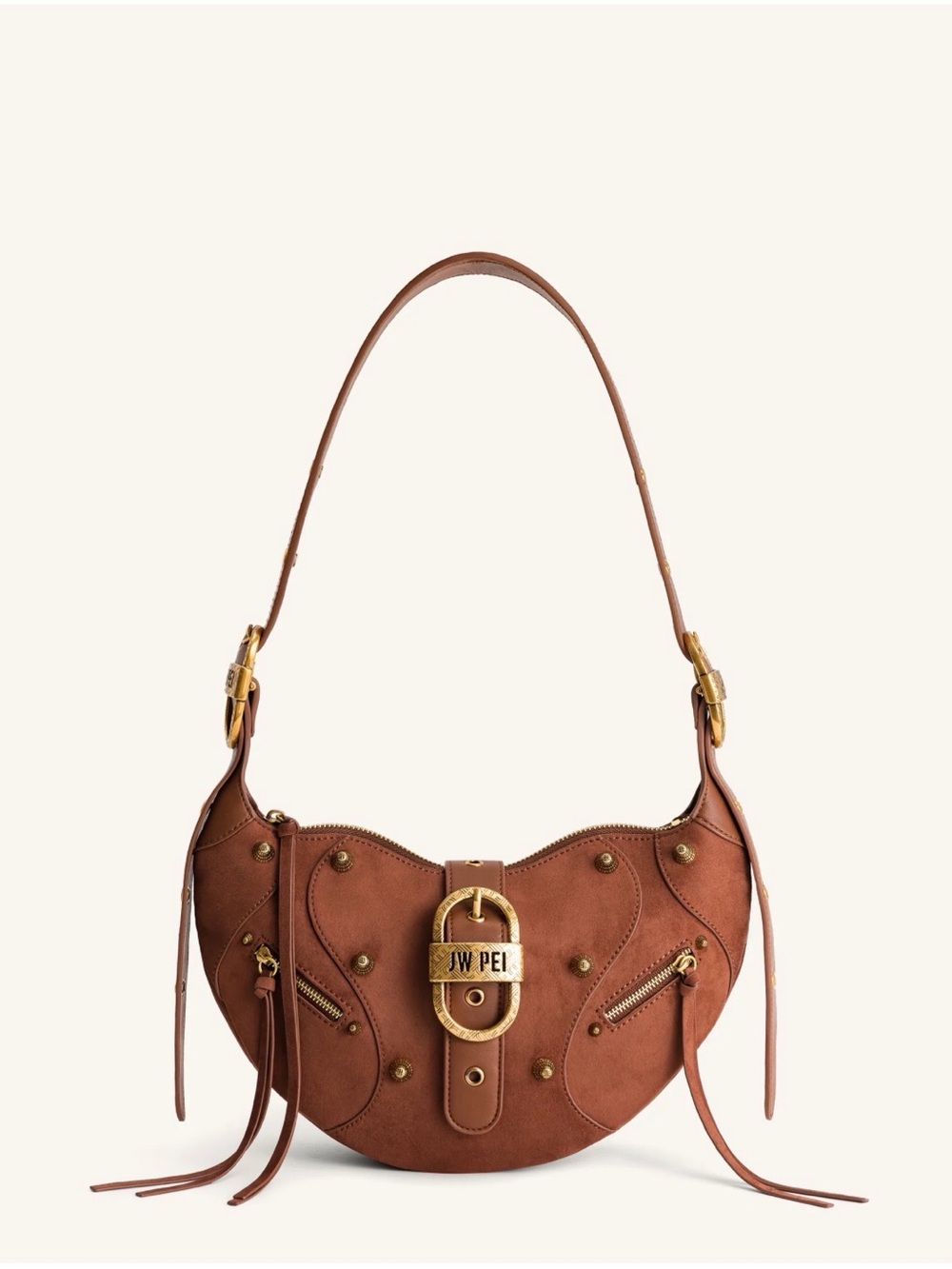 JW PEI Tessa Suede Shoulder Bag-Dark Birch Brown
